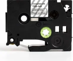 Tape 18mm TZe-141 svart på klar