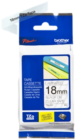 Tape 18mm TZe-141 svart på klar
