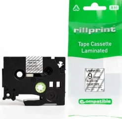 Tape 9mm TZe-121 svart på klar