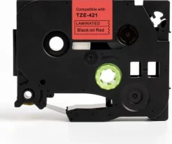 Tape 9mm TZe-421 svart på röd