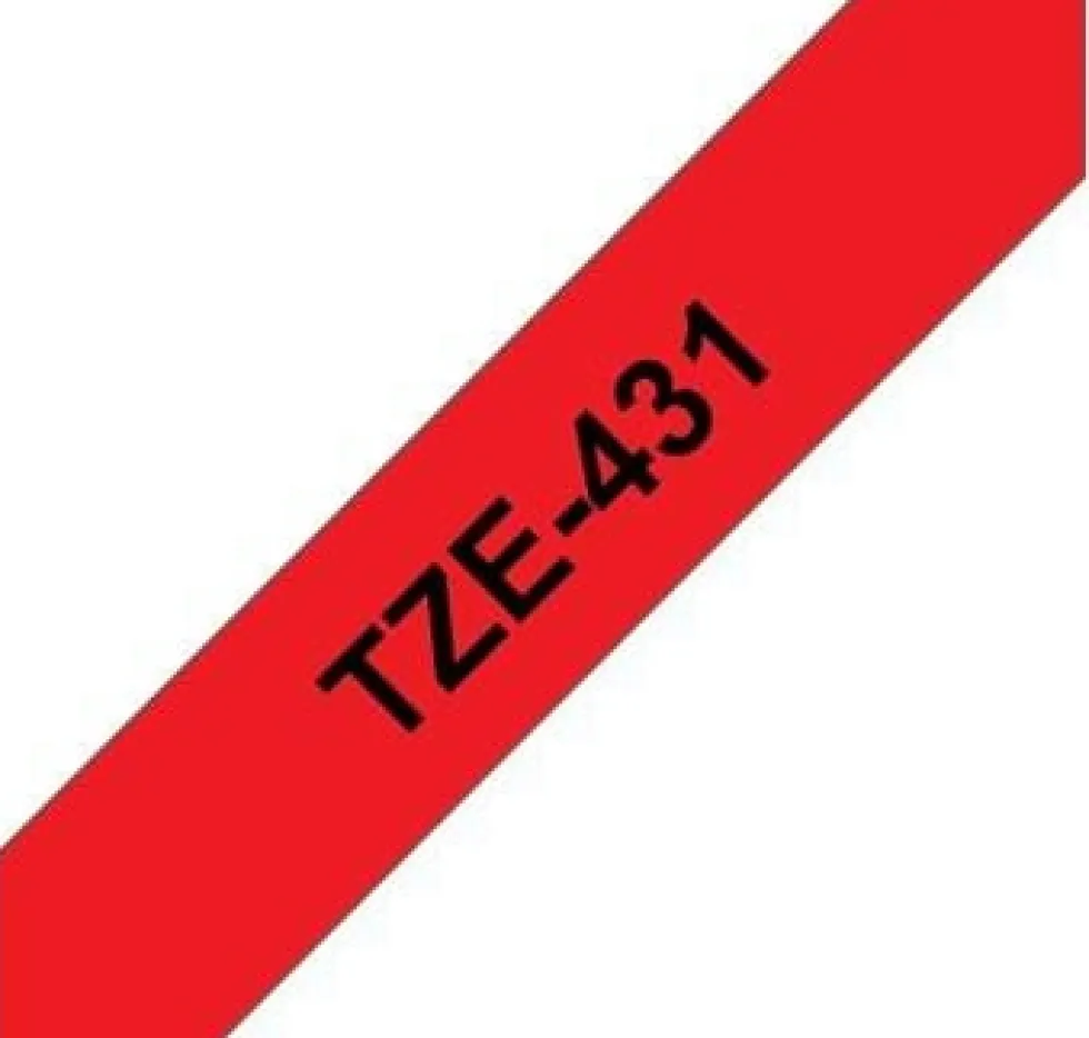 Tape 12mm TZe-431 svart på röd