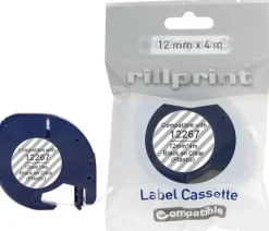 Tape plast 12mmx4m svart på klar