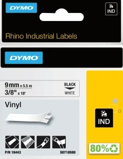 Tape Rhino vinyl 9mm svart på vit
