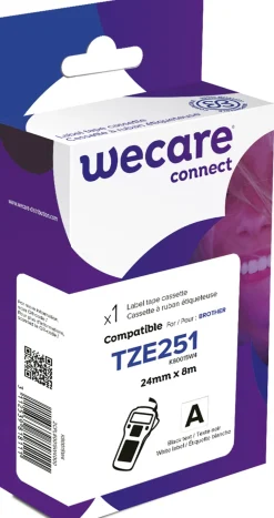 Tape WECARE 24mm TZe-251 svart på vit