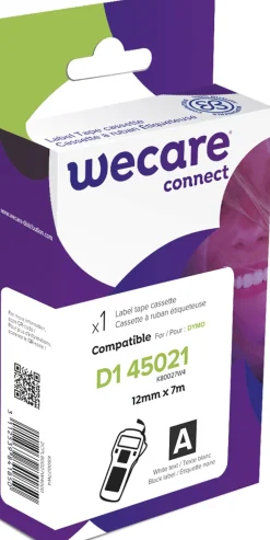 Tape WECARE 12mm vit på svart
