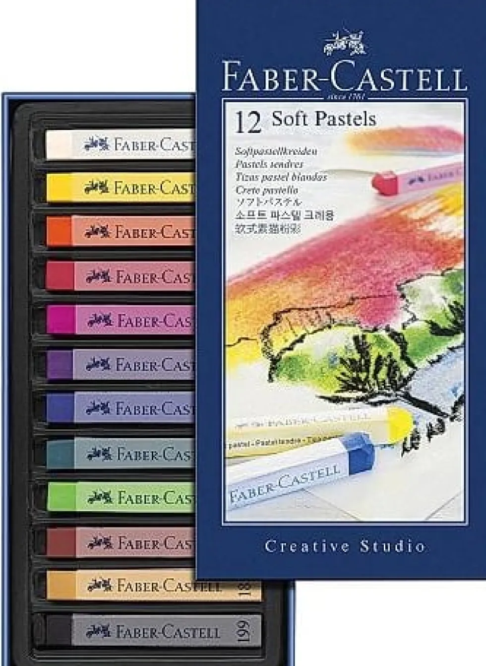 Torrastellkrita Faber Castell mjuk 12