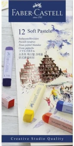 Torrastellkrita Faber Castell mjuk 12