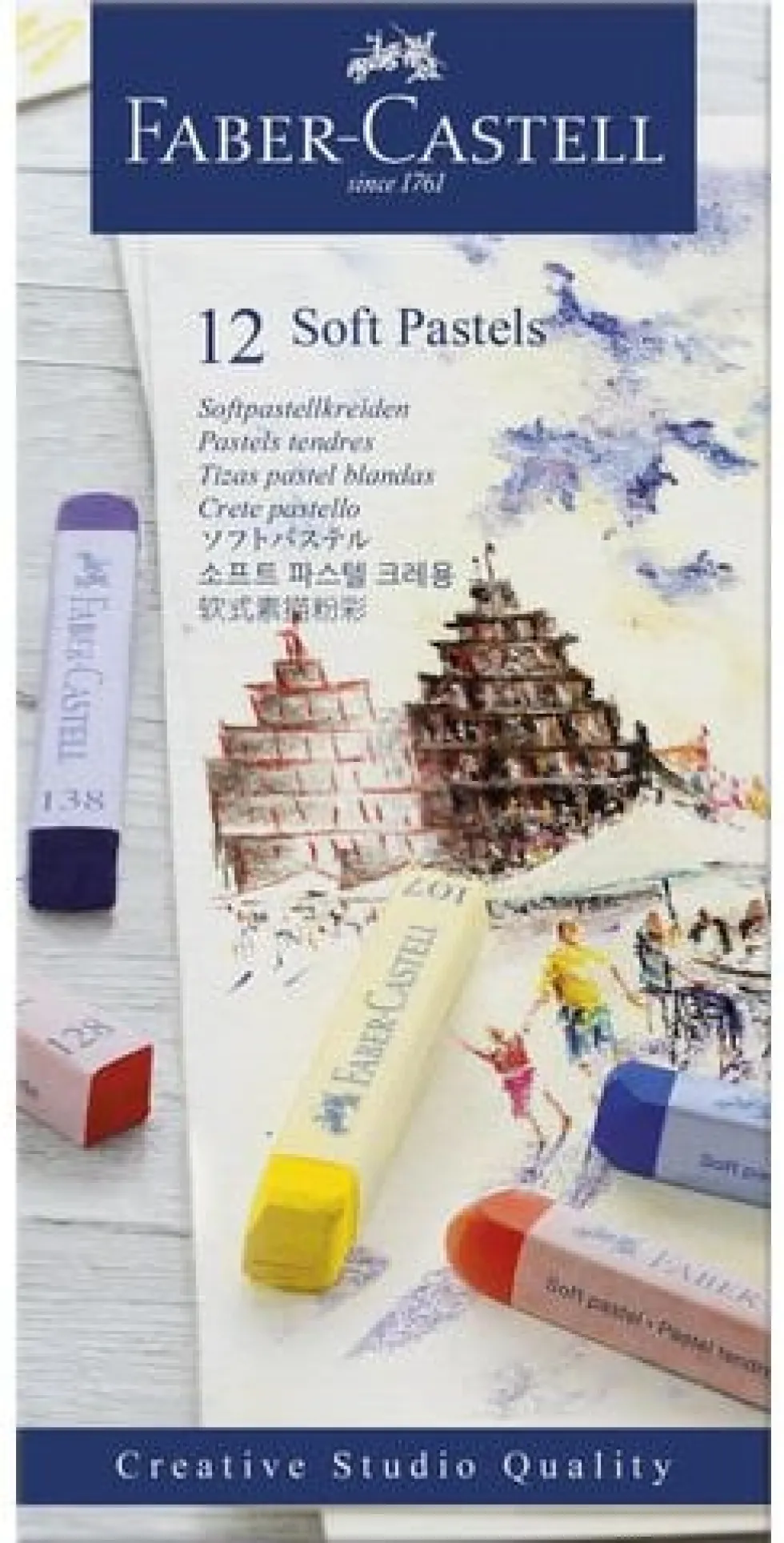 Torrastellkrita Faber Castell mjuk 12