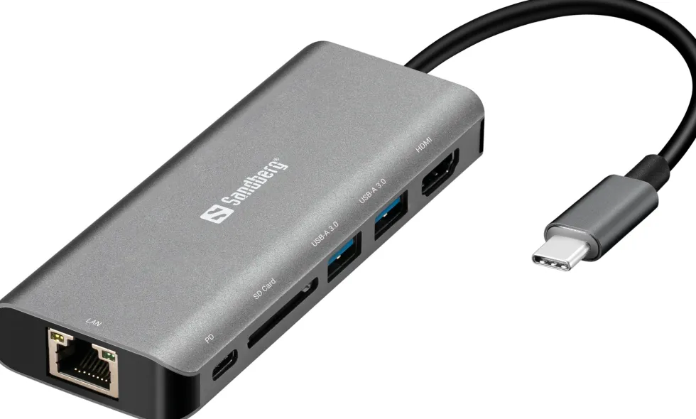 USB-C Dock HDMI+LAN+SD+USB,61W, White