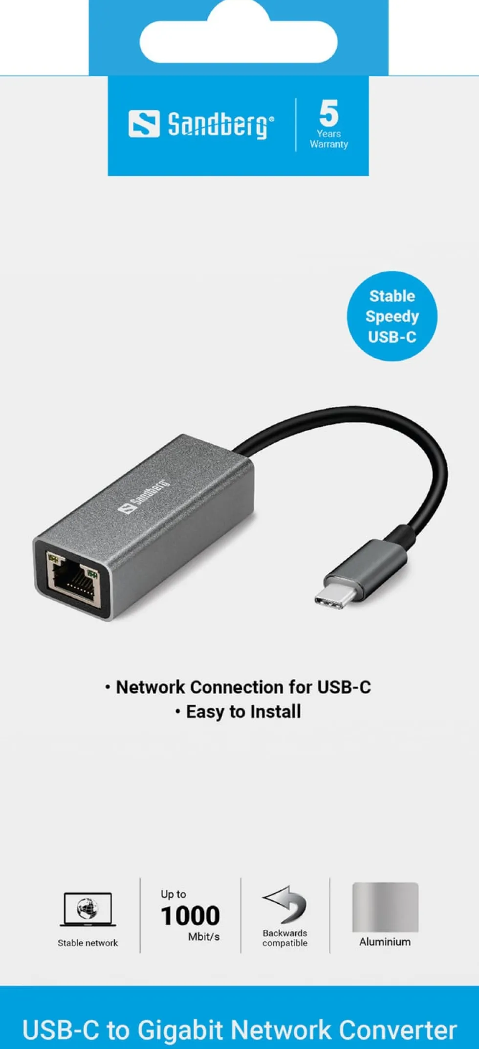USB-C to Network Converter, Silver