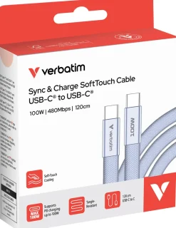 VERBATIM SoftTouch USB-C to C cable 100W 120 cm - Purple